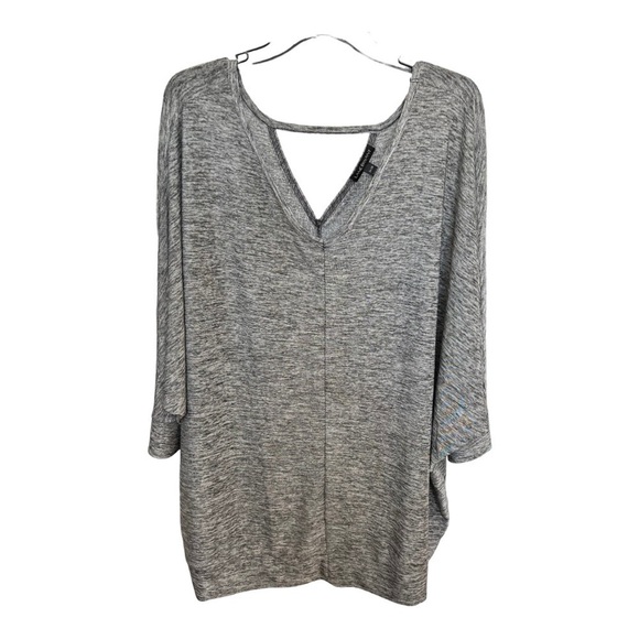 Lane Bryant Top Dolman Sleeve Keyhole Back Stretch size 26/28 Marled Grey Flowy - Picture 1 of 7